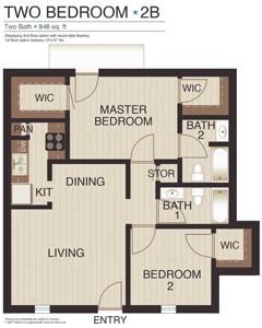 Two Bedroom / Two Bath - 846 Sq. Ft.*