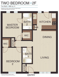 Two Bedroom / Two Bath - Plan F - 966 Sq. Ft.*